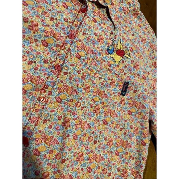 Vintage Winnie The Pooh Embroidered Pink Floral Button up Women’s Shirt Size XL - Picture 3 of 11